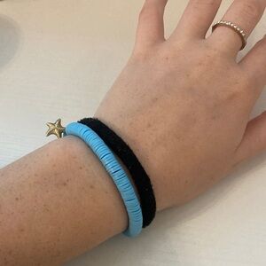 Blue Beaded Bracelet with Gold Starfish Charm